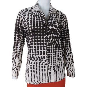 Vintage Top Season Brown Polka Dots Gold Speckles Stretch Turtleneck Blouse